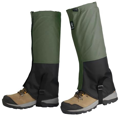 Hiking Leg Gaiters,Snow Leggings Gaiter for Men Women,Outdoor Ankle Leg Gaiters,Waterproof and Adjustable Snow Boot Gaiters for Walking,Hiking,Skiing,Climbing,Hunting,Camping,Mountain Snow (Green)