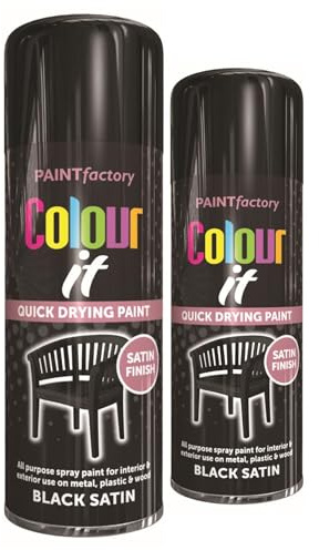 RAPIDE PF COLOUR IT Spray Paint Satin Black 250ml | Paint Factory Colour It Spray Paint | Quick Drying Satin Finish for Metal, Plastic, and Wood | Interior & Exterior Use (2)