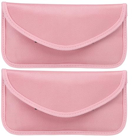 PATIKIL Faraday Bags, 2 Pack 6.5 Inch Signal Blocking Key Pouch Anti-Theft Car Protection Cell Phone GPS Shielding Wallet for Privacy Card Protection, Pink