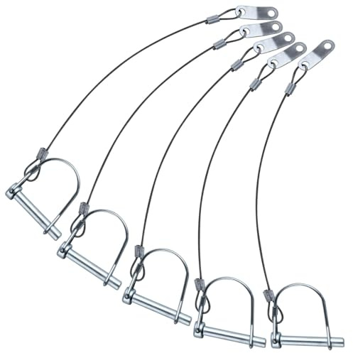 LEONTOOL 5 Pcs Trailer Coupler Pin 5/16-Inch Diameter x 1-3/4-Inch Trailer Hitch Locking Pins with Chain, Wire Shaft Locking Pin Wire Lock Pins for Farm Trailers Wagons Towing Lawn and Hitches