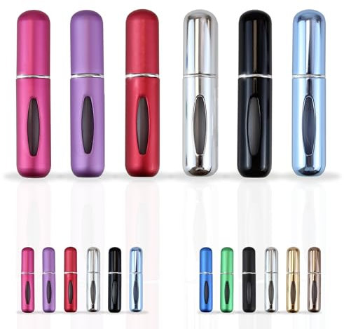 YUME 6 PCS 5ML Atomizador Perfume Recargable, Mini botella rociadora portátil, Pulverizador colonia recargable, perfume miniatura sin fugas, frasco. Ideal para salir de noche, viajar, fiestas. (ROSA)