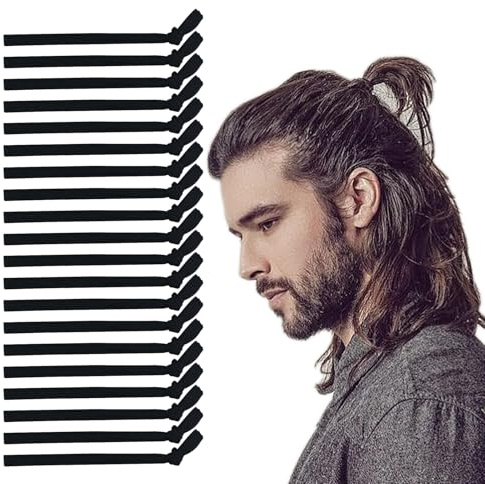 20stk Haargummi Herren,Hair Band Men,Elastische Haargummi Männer | Haargummi Schwarz Für Männer Mit Langem Haar Haargummis Keine Beschädigungfür Brötchen Lockiges Dickes Haar (Schwarze)