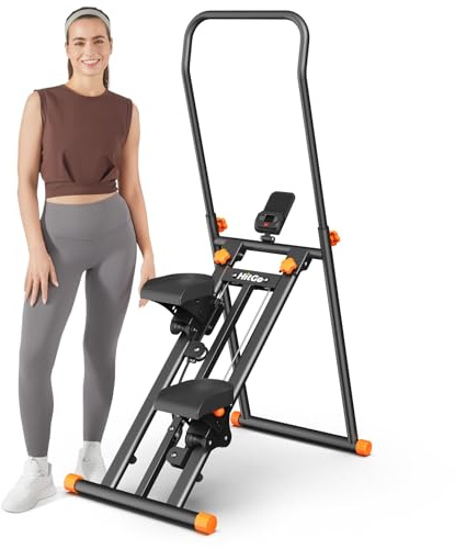 HitGo Stair Stepper for Home Gym, Vertical Stair Climber Machine for Full-Body Workout, Compact & Foldable Cardio Stepper with Adjustable Handlebar & Pedals, Extended Step Range