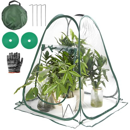 LUFEIS Pop Up Gewächshaus, Gewächshaus Klein, Foliengewächshaus Stabil, Foliengewächshaus Winterfest, Transparent Kleines Winterzelt zum Schutz von Pflanzen und Blumen(70x70x80 cm)