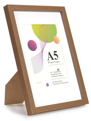 Scholar Tree Cadre photo A5 - Paquet de marron A5 - Marron - 21 x 14,8 cm - Bois - Fixation 15 x 10 cm - Support comptoir ou mur