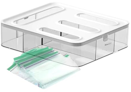 Organizador De Almacenamiento De Bolsas Zipllock - Dispensador De Soporte De Bolsas De Alimentos, Caja De Almacenamiento De Bolsa Reutilizable | Organizador De Cajones Para Bolsas De Cremallera, Estan