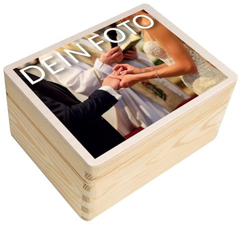 Creative Deco Personalisierte Geschenke Fotogeschenke Holzkiste | dein Eigenes Foto und Bild Individuelles Geschenk | Geschenkkiste Geschenkbox | Für Frauen, Männer und Paar | 19,5 x 15 x 10 cm