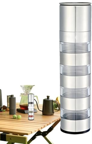Vllold Camping Seasoning Kit, Kitchen Salt Pepper Mill, 4 in 1 Salt and Pepper Shaker Container for Home Restaurant Camping Travel RV Cooking BBQ