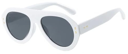 TYUVIVO Vintage Flat Top Sonnenbrille Damen für Herren Luxus Punk Anti Blaulicht Brillengestell (Weiß Schwarz)