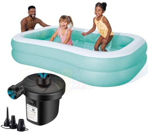 Mandarin SwimCenter 2-Ring Family Pool Inflatable Holi Swimming Pools Large Family Swimming Pool for Backyard, Inflatable Bath Pool for Adults & Kids with Quick Fill Air Electric Pump