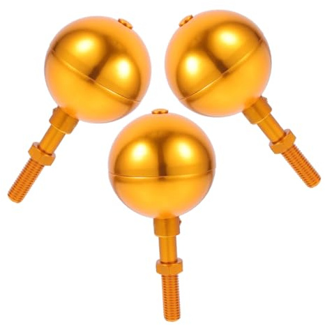Yardwe 3pcs Outdoor Flagpole Ball Topper Replacement Aluminum Alloy Finial for Telescoping Flag Pole Truck Weatherproof Golden Ornament for Schools Government Corporate Use
