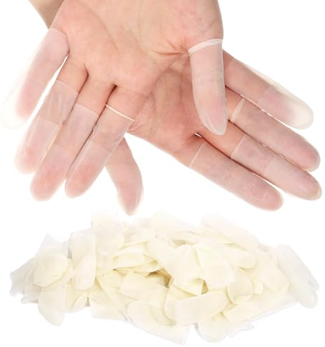 100 Pcs Finger Cots Finger Protectors, Medium Disposable Fingertips Protective Fingers Cots Silicone Fingers Gloves Suitable for Beauty Manicure Massage Electronic(Matte White)