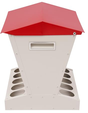Comedero automático para pollos con 10 aberturas, 11 kg, dispensador grande para pollos de acero galvanizado, resistente a la intemperie, alimentación automática para pollos para la cría de aves de