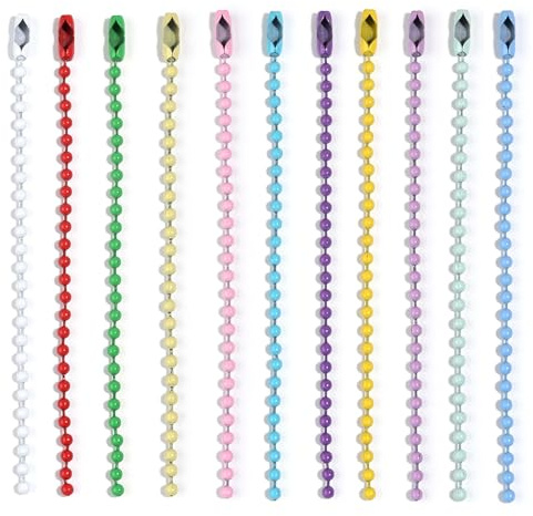 AMENGJ Kugelkette 100 Stück Bunte, pulverbeschichtete Kugelketten aus Eisen, passend for Schlüsselanhänger/Etiketten/Anhänger, DIY-Schmuckzubehör(Mix Color,10cm)