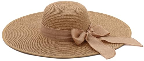 Freie Liebe Summer Beach Straw Hats for Women, Wide Brim Sun Hat Foldable Packable Khaki