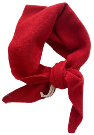 SMELEYOU Ull triangel halsduk kashmir känsla stickad triangel halsduk mångsidig sjal och lätt mode wrap, Röd, 110*37cm/43.3*14.6inch
