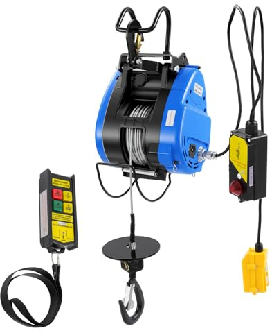 MEHOOSPVN Verricello elettrico da 250 kg, con telecomando senza fili, 1500 W, 220 V, verricello elettrico portatile, con protezione da sovraccarico per auto, rimorchi, navi