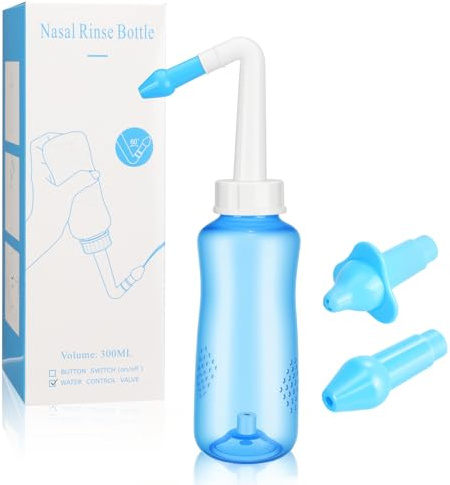 Neti Pot Sinus Rinse Bottle 300ML Nose Wash Cleaner Pressure Rinse Nasal Irrigation for Adult & Kid BPA Free