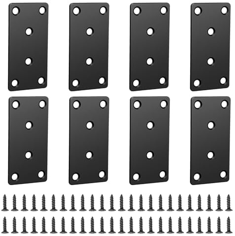 Soportes planos para soportes de metal de madera para placas de reparación de madera, soportes planos de metal, placas de unión planas para madera, placa de metal resistente con tornillos para mesas