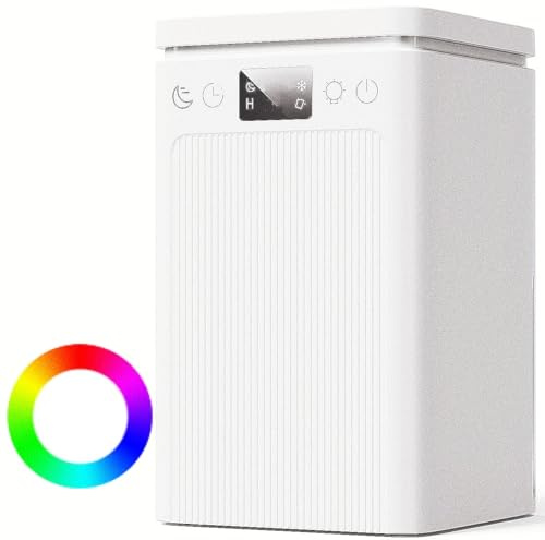Deshumidificateur d‘air,Electrique Portable 2200ML Arrêt Automatique,déshumidification,Minuterie 2-12hEfficace,Silencieux,Résistance à La Moisissure,Lumière7 LED Couleur,Chambre,Bain