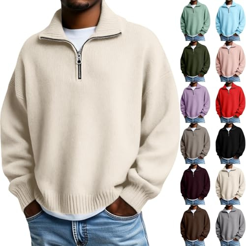 Halv dragkedja tröja herr sweatshirt herr med dragkedja mjuk | Vintertröja med herrtröja elegant arbetströja mjuk tröja herr enfärgad fleecetröja