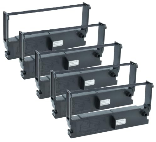 vhbw 5x Farbband Schriftband kompatibel mit Epson RP-U 420 | TM-U 675, TM-H6000i, TM-H6000, TM-H6000iv Nadeldrucker, Bondrucker - Schwarz