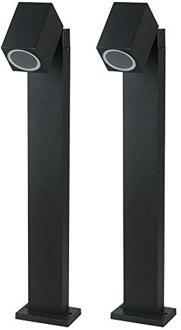 Stehleuchte Strahler schwenkbar Aussen Außen Wegeleuchte Garten Außenleuchte stehend schwarz, Aluminium, 1x GU10, HxBxT 80x10,5x11,75 cm, 2er set
