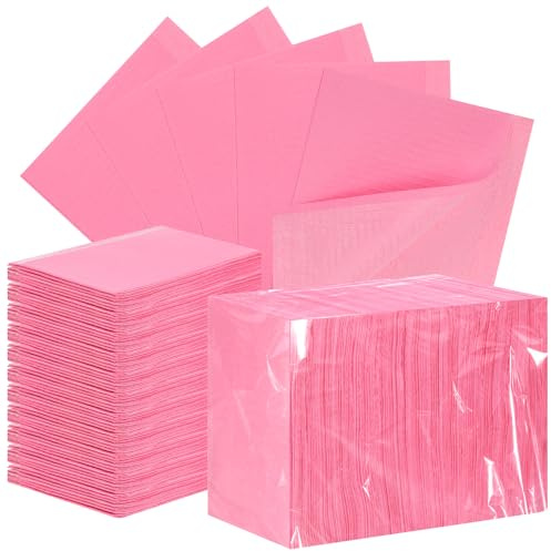 Healifty 125pcs Dental Bibs Disposable Waterproof Patient Bibs Dental Scarf Towel for Dentist Clinic Use (Pink)