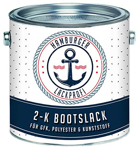 Hamburger Lack-Profi 2K Bootslack GLÄNZEND Verkehrsgrau B RAL 7043 Grau für GFK/Kunststoff/Polyester Yachtlack Yachtfarbe Bootsfarbe