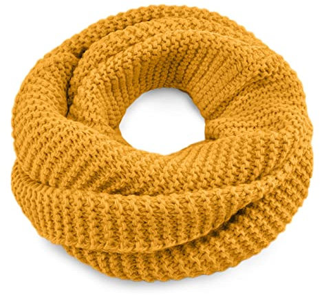 Neverless® Damen Loopschal Strickschal Schlauchschal Winterschal einfarbig senfgelb unisize