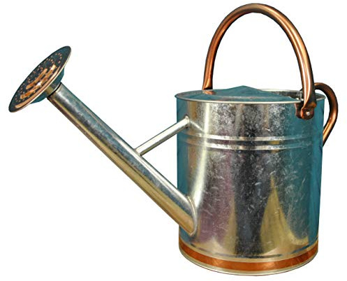 Selections Silver Galvanised & Copper Trim Metal Watering Can (9 Litre)