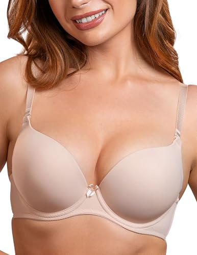 VIVISENCE Dam push-up bh skal, utan mönster 1041, Beige, 75D