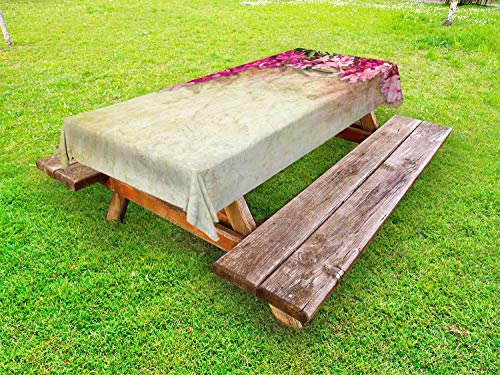 ABAKUHAUS Floral Funda Nórdica, Vintage adelfa, de Tela con Estampa Digital Decorativo Lavable, 145 cm x 265 cm, Verde Rosa Amarillo pálido