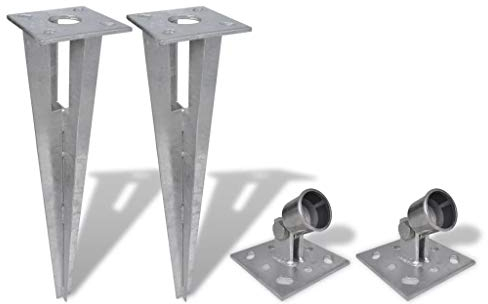 yorten 2 pcs Einschlaghülse Zaunpfosten Pfostenträger Bodenhülse Strebenplatte Verzinktem Stahl
