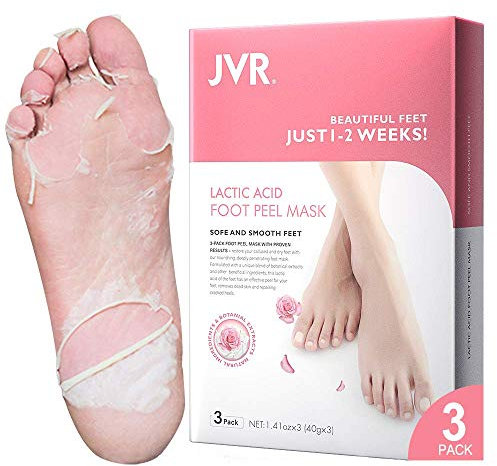 JVR Fußmaske, 3 Paar Milchsäure Fußpeeling Maske, Feuchtigkeitsspendende Fussmaske, Hornhaut Socken, Natürlich & Sanft Fußpflege, zur Entfernung von Hornhaut, Repariert Raue Fersen