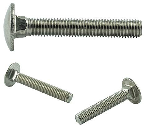AGBERG - M5 x 60 mm Schlossschrauben mit Vierkantansatz und Vollgewinde - Flachrundschrauben [10 Stück] aus Edelstahl A2 V2A, rostfrei - DIN 603 (ISO 8677)