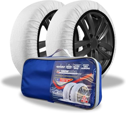 Automotive Snow Socks for Tires - Eco Series for Efficient Grip Alternative for Tire Snow Chain - Snow Traction Device for Passenger Cars SUVs Trucks Winter Emergency Accessory (X-Large)