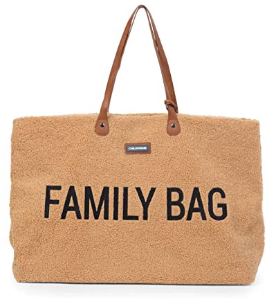 CHILDHOME, Family Bag, skötväska, resväska, weekendväska, stor kapacitet, löstagbar ficka ingår, Teddy beige