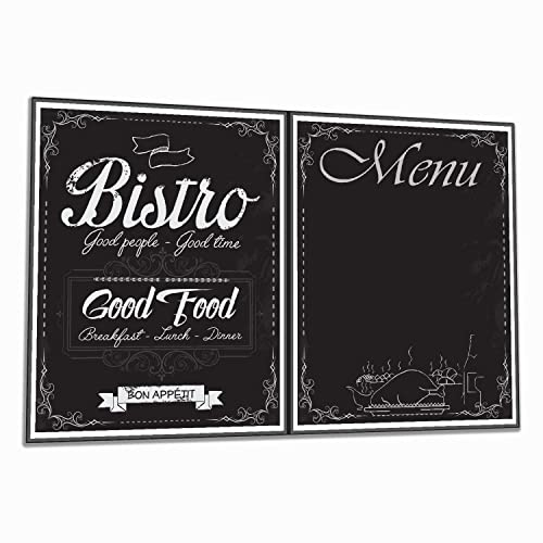 Wallario Herdabdeckplatte/Spritzschutz aus Glas, 1-teilig, 80x52cm, für Ceran- und Induktionsherde, Bistro-Design in schwarz-weiß