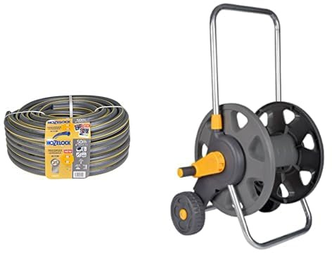Hozelock 116252 Tuyau 50 m diam 19 mm Tricoflex Ultramax & 2398R0000 Dévidoir chariot capacité 60 m sans tuyau