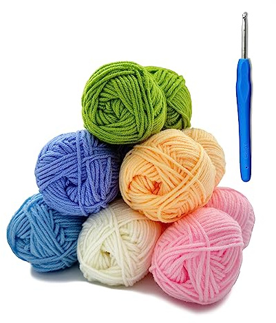 Renyiz Häkelsets für Anfänger Erwachsene, Strickwolle Häkelgarn Doppelstrickwolle, Garn zum Häkeln Acrylwolle zum Stricken 6 x 25g