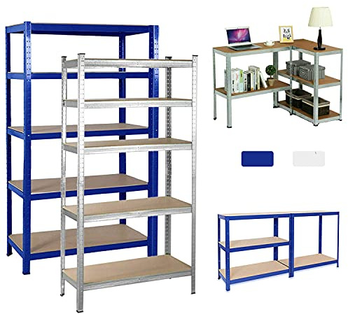 7Sevenjokers Étagères Rangement, Etagere Metal, Rack Rangement, Étagère modulaire galvanisé de 200x100x50 cm avec 5 tablettes - entrepôts Garage Grenier Atelier Maison Étagères - capacité de 875 kg