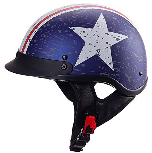 JATIBOSH Schutz Vor Wind Und Regen Retro Halbhelm, UV Protective Motorradhelm Herausnehmbar Vintage Rollerhelm, Weich Und Bequem Jethelm Helm, Herren Damen Outdoor ECE Zertifiziert