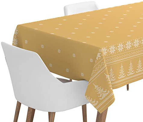 Horeca Collection 1 Unidad de Rollo de Mantel de Papel de 120 x 500 cm. con Temática Navideña con Bordado Oro. Mantel Navidad, 100% Reciclables Celebraciones y Eventos.