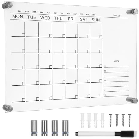 Operitacx 1 Set Acryl-Trockenlöschtafel Klarer Notizblock Wiederverwendbar Wochenkalender Nachrichtentafel Wochenplaner Lebensmittelliste Notizblock Kleines Schreib-Whiteboard Für Die Wand