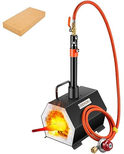 VEVOR Forja de Propano de Gas 250 x 215 x 190 mm Forja de Cuchillos de Propano Horno de Forja Hexágono con 1 Quemador, Alta Compatibilidad, Impresionante Aislamiento y Protección para Herreros