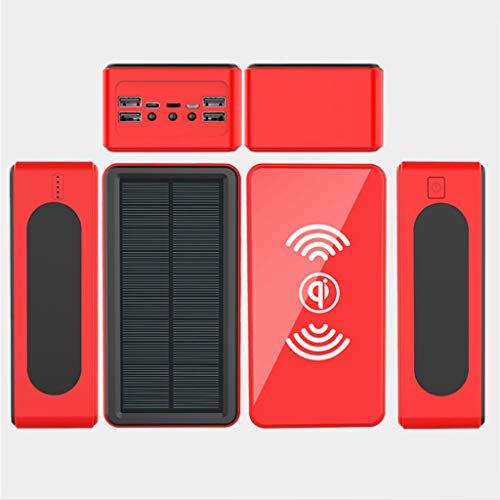 Power Bank 50000Mah Power Bank/Power Bank Solare/Caricabatterie Solare Power Bank/Caricatore Portatile Solare Power Bank/Banche di Alimentazione Portatili per Telefono Cellulare,Rosso
