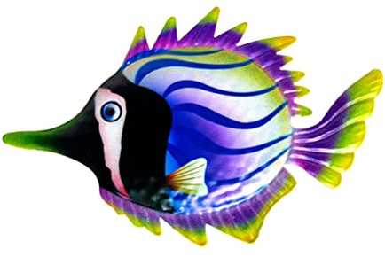 Mur poisson métal 26 * 16 * 2 métal poisson artisanat décoration coloré sculpture en fer statues jardin ornement suspendu pour balcon terrasse