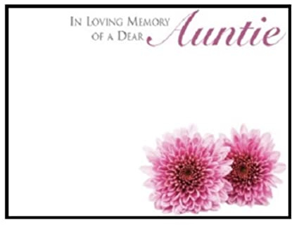 ShredAstic Florist Message cards Aunt, Niece, Auntie, Cousin, Aunty large 12.5 x 9cm Funeral Memorial - cello bag (3. In Loving Memory of a Dear Auntie, 3 Cards / 3 Cello Bags)