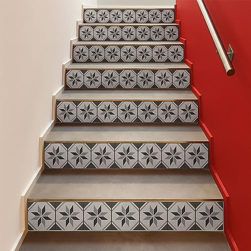 Ambiance - Adhesivo adhesivo para escaleras de azulejos de cemento (2 tiras de 15 x 105 cm)